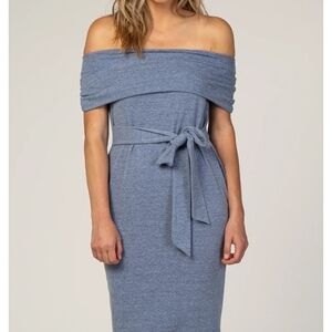 Pinkblush Maternity Off-Shoulder Blue Dress S NWT